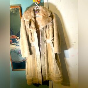Vintage leather and faux fur coat.